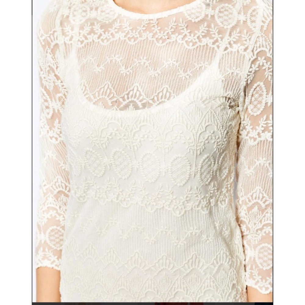 Women’s Mango Cream Lace 3/4 sleeves Dress - Picture 5 of 8